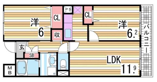 谷上駅 徒歩7分 2階の物件間取画像